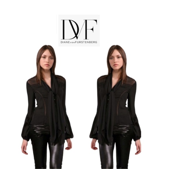 DVF CHALE BLACK SILK TOP - Picture 7 of 7
